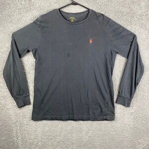 Polo Ralph Lauren Mens Long Sleeve T Shirt Gray Medium Casual Cotton‎ Pony